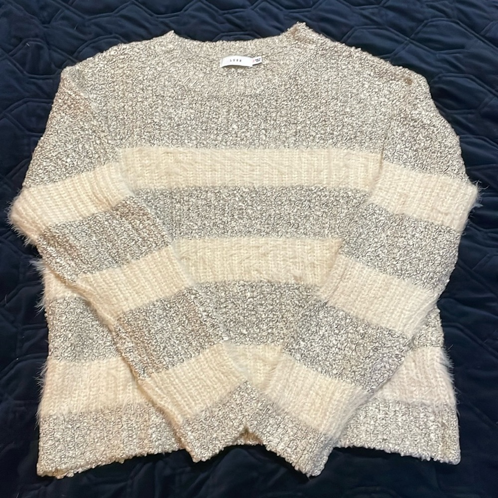 Lulus lush striped fuzzy sweater